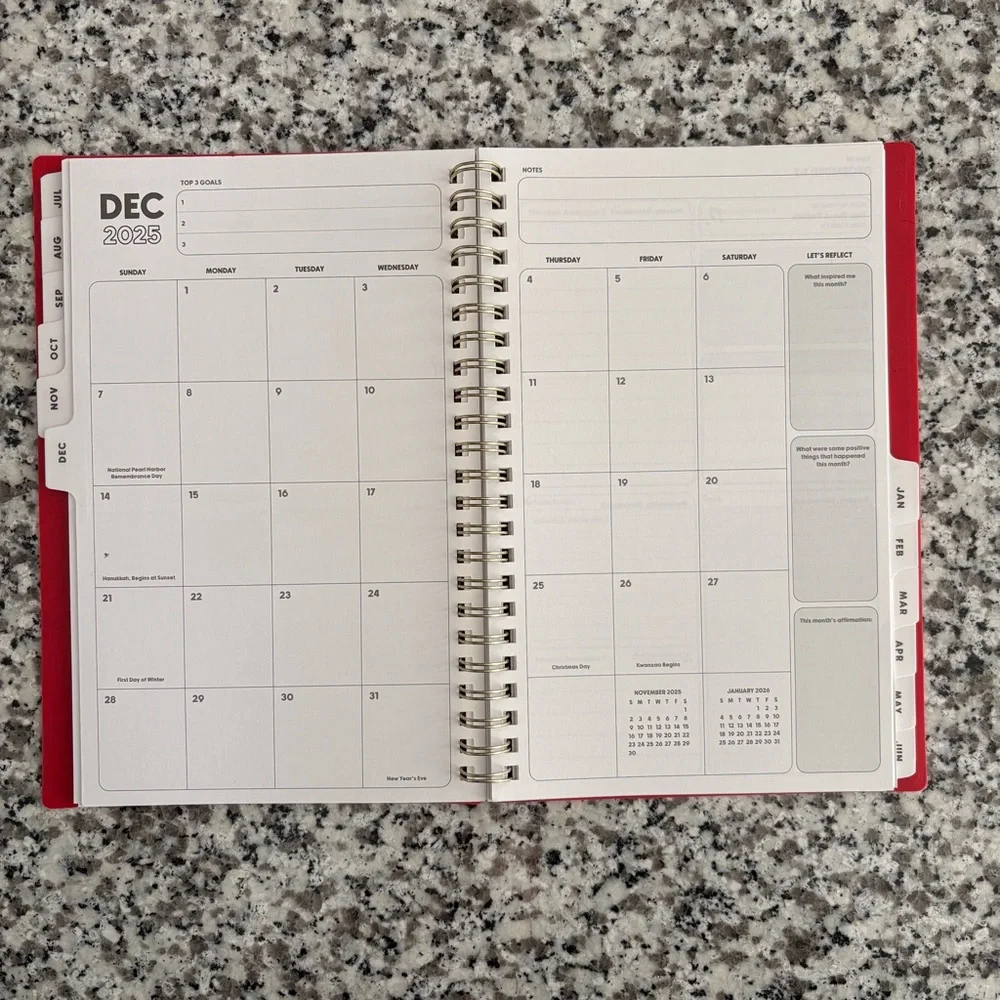 Blue Sky—Cherries Weekly/Monthly Planning Calendar (July 2025-June 2026)